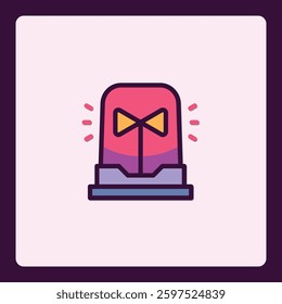 Stylized emergency light icon with a flat design and bold color palette