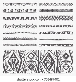 Stylized Ethnic Patterns as Ornamental Divider Borders