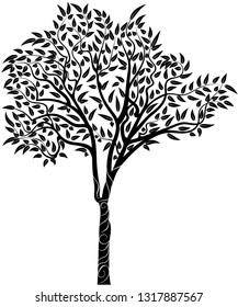 Stylized eucalyptus tree, abstract tree design with leafage.