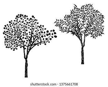 Stylized eucalyptus tree, abstract tree design with leafage.