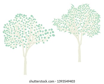 Stylized eucalyptus tree, abstract tree design with leafage.