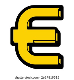 Stylized euro stands alone on a white space