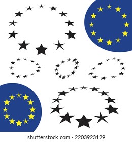 Stylized European Union flag, symbol of united Europe, EU stars symbol, isolated on white background, vector illustration.