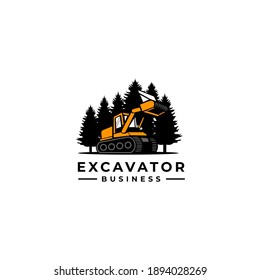 stylized Excavator excavation icon, emblems and insignia with text space for your slogan