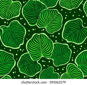 Stylized Exotic Leaves Pattern. Foliage Endless Texture