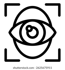 Stylized eye is being scanned by a facial recognition system for identification purposes
