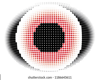 Stylized eye with halftone effect in red and black