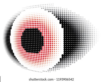 Stylized eye with halftone effect in red and black
