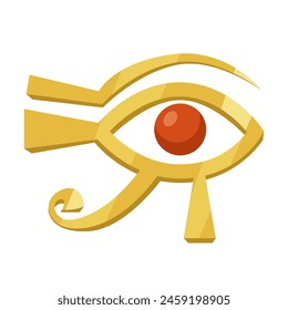 Ojo estilizado de Horus, símbolo egipcio, en Ilustración vectorial de diseño plano sobre fondo blanco. Ilustración vectorial