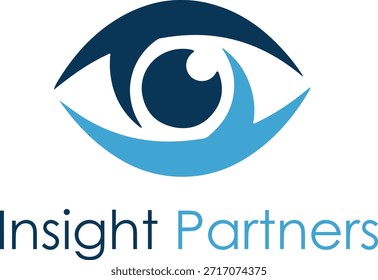 Um logotipo de olho estilizado representando parceiros de insight com cores azul claro e escuro