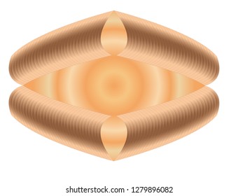Stylized eye made up of four main links, objects filled with lines and highlighted color transitions.
