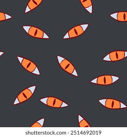 Stylized Eyes Pattern Set Against a Dark Background Featuring Colorful Designs and Shapes