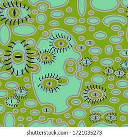Stylized eyes psychedelic abstract vector seamless pattern for decoration, wrapping, textile.