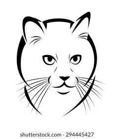 Stylized face of cat isolated on white background.
