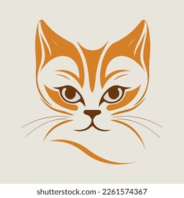 cara estilizada de un gato que se puede usar como logotipo, icono o avatar. Se trata de un diseño simple, minimalista y abstracto que capta la esencia de un gato, al mismo tiempo único y lúdico.
