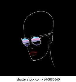 Stylized face with glasses using original colors for leather.   Unconventional sexual orientation for LGBT gay and lesbian parade. Vector , t-shirt print design