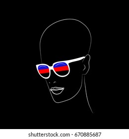 Stylized face with glasses using original colors for polyamory.   Unconventional sexual orientation for LGBT gay and lesbian parade. Vector , t-shirt print design