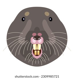 Stylized face of a Gopher. Animal mask template. Cartoon style. Isolated vector illustration.