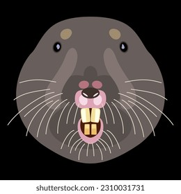 Stylized face of a Gopher. Animal mask template. Cartoon style. On black background.