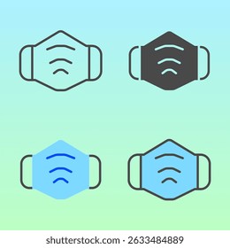 Stylized face mask icons in flat minimal tones. Representing hygiene and public health protection. Ideal for health alerts, posters, and hygiene campaigns.
