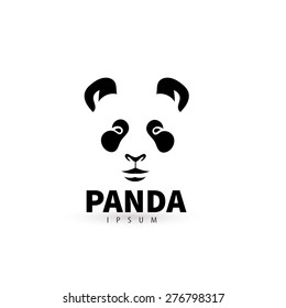 Stylized face panda logo design template. Artistic animal silhouette. Creative concept logotype for your company. Vector illustration.