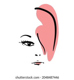Stylized face of a red-haired girl