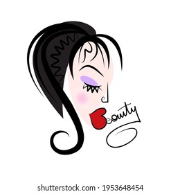 Stylized face of women. Logo for a beauty salon. Vector illustration.