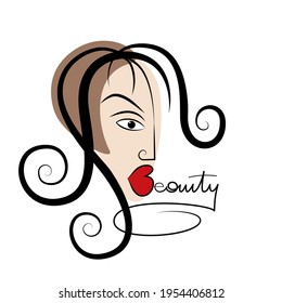 Stylized face of women. Logo for a beauty salon. Vector illustration.