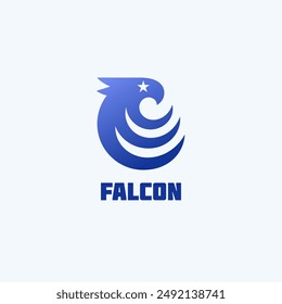 Plantilla estilizada de diseño con logotipo de halcón. Ilustración vectorial.