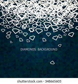 stylized falling diamonds on dark triangular background
