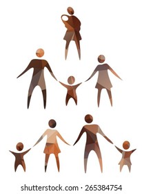 Stylized family symbol silhouettes isolated on a white background.