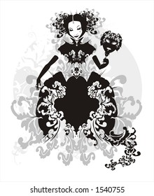 stylized fancy dressed girl with mask - Venetian masquerade (vector)