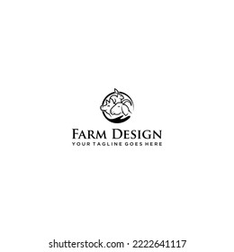 Plantilla de vectores de diseño de logotipo de animales de granja