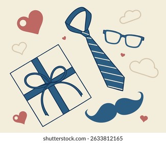 Stylized Father's Day greeting card illustration. A simple, modern shape perfect for backgrounds, overlays, or design elements in Father's Day cards, banners, and digital graphics.