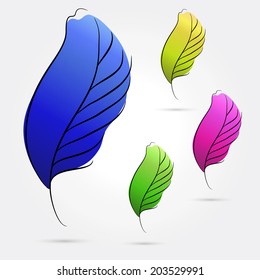 stylized feather - concept for writing and literature. Natural element, the object icon. Hand drawn vector illustration.