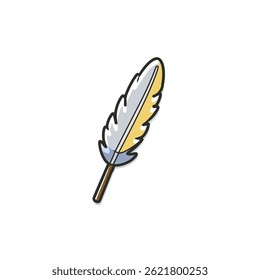 Stylized feather floats in clean studio softly