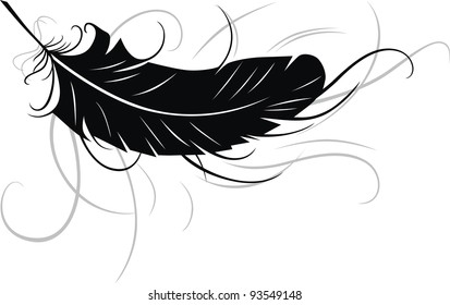 The stylized feather in the form of a tattoo