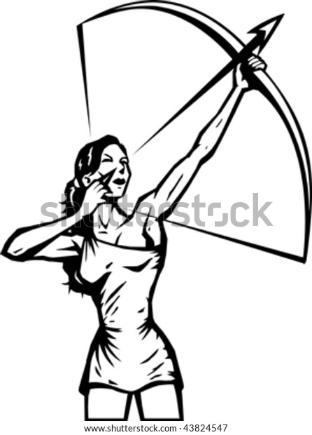 Stylized Female Archer Stock Vector (Royalty Free) 43824547