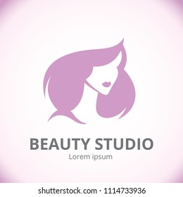 Stylized female portrait logo for beauty studio 