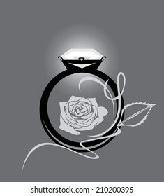 Stylized female ring on the gray background. Vector