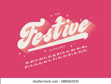 Stylized festive alphabet font vector