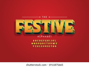 Stylized festive alphabet font vector