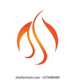 Stylized fiery flame symbol with orange and yellow gradient on white background