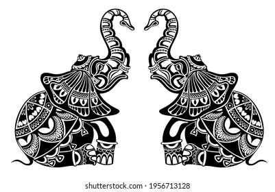 The stylized figure of an elephant