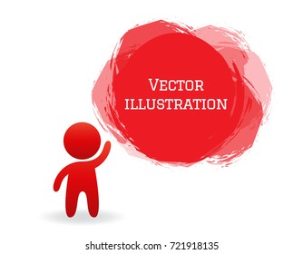 Stylized figure of man and abstract dialog spot In red color, isolated on white background. Banner free space for text. Design element template for presentations, annual report, dialogue