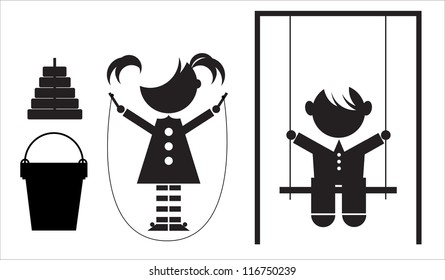 stylized figures of children (vector illustration)