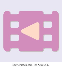 Stylized Film Reel Icon with Play Symbol in a Light Pastel Color Scheme