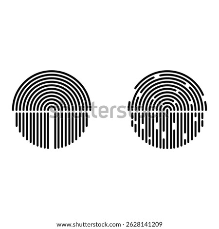 Stylized fingerprint icon in a simple black and white format, symbolizing identity, security access, and biometric authentication.