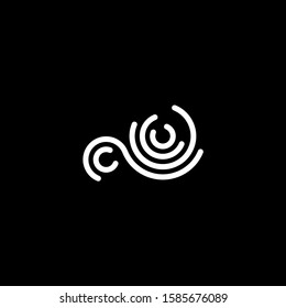 Stylized fingerprint logo vector illustration isolated on black background. Creative cirle logo concept.