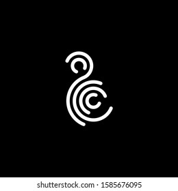Stylized fingerprint logo vector illustration isolated on black background. Creative cirle logo concept.